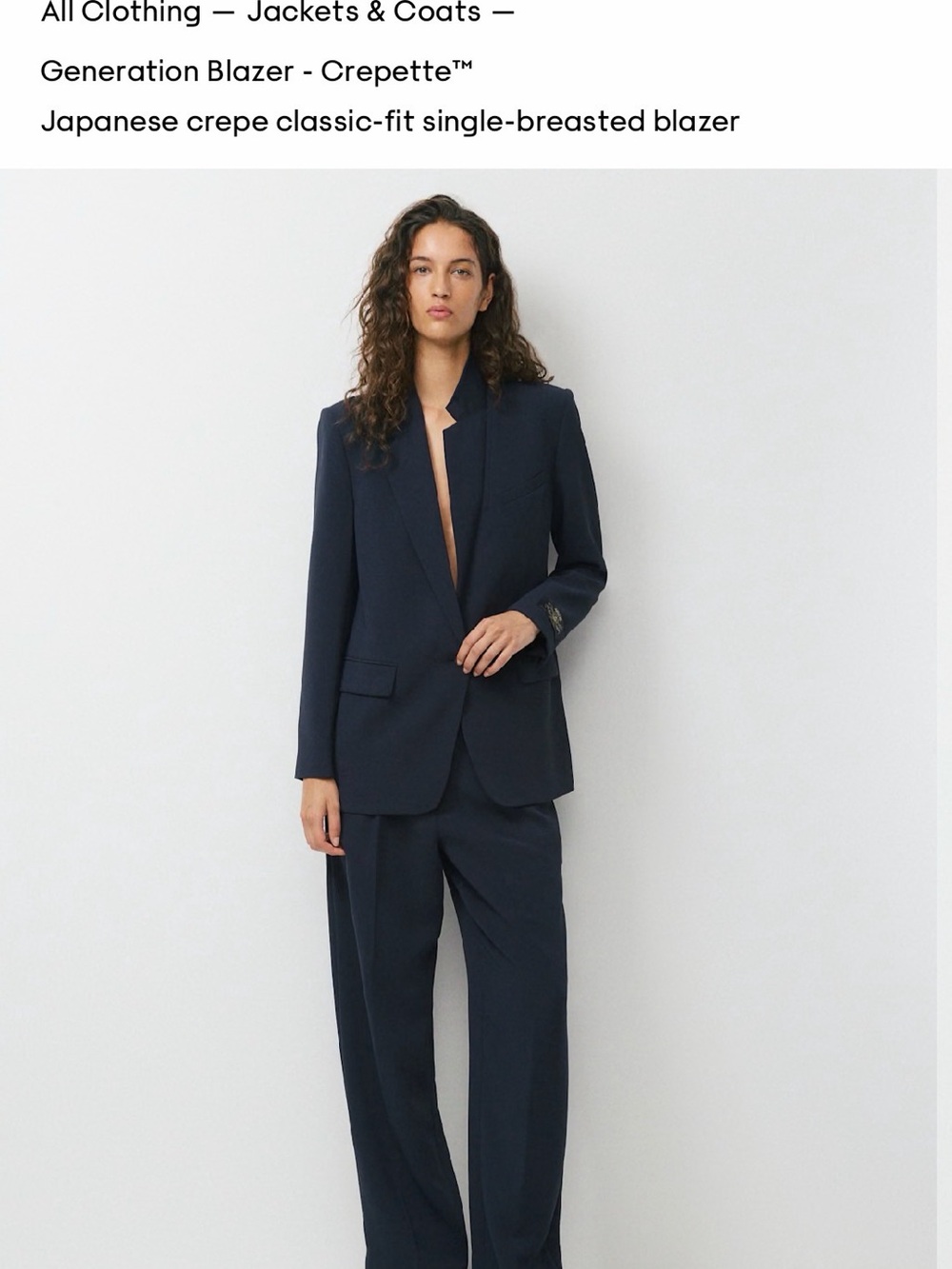 Aritzia Generation Classic-Fit Single-Breasted Blazer - Navy